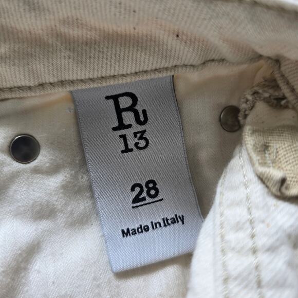 R13 Women's Kick Fit Flare Ankle Jeans Mid Rise Size 28 Kent Ecru Ivory - Picture 9 of 13